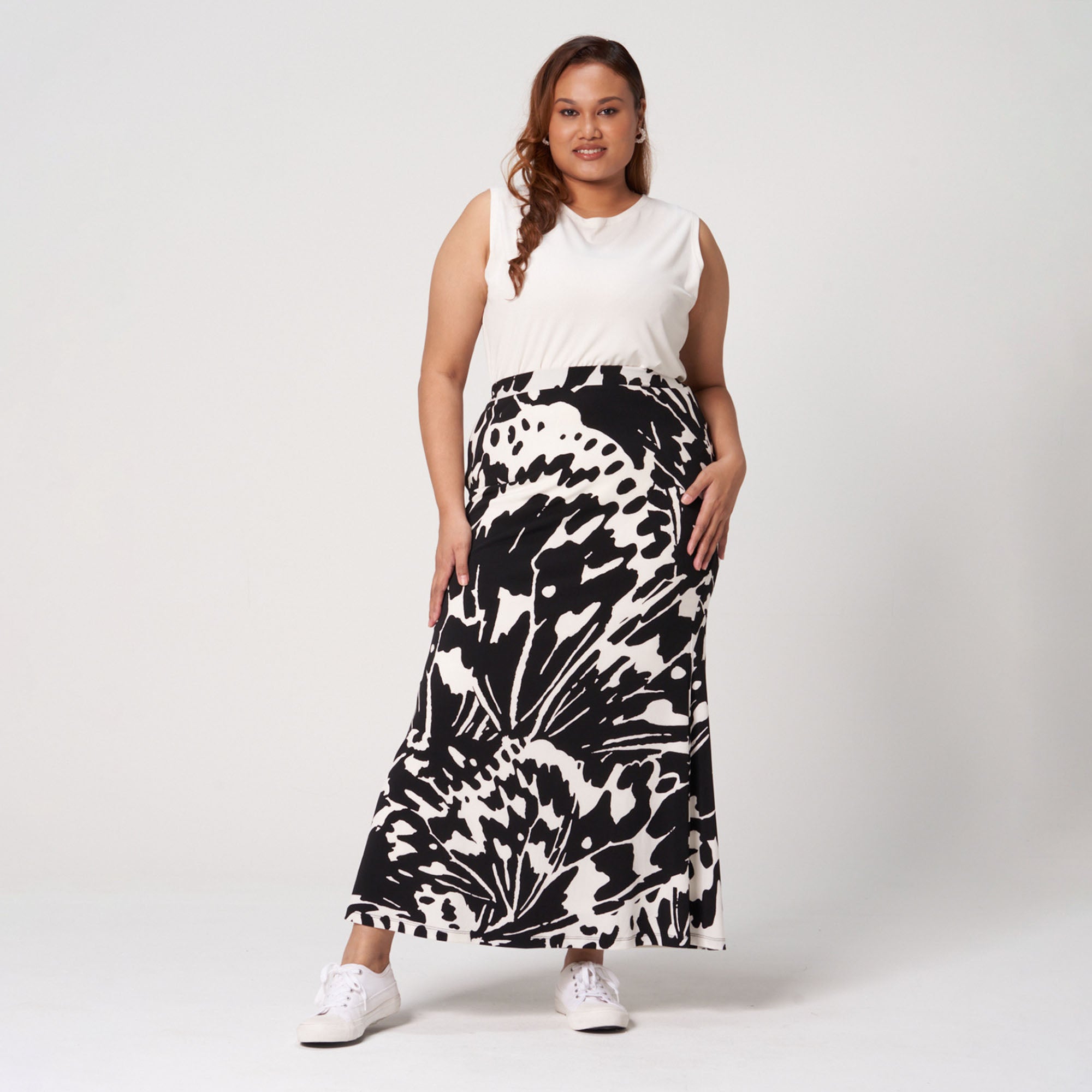 Printed Fit & Flare Skirt