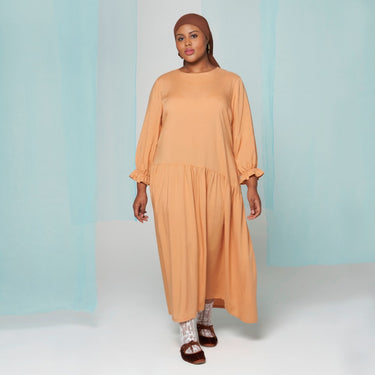 Orange Cottage Dress by MS. READ, plus size dress in UK 12–22