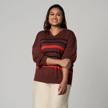 Dark Brown V-Neck Sweater by MS. READ, plus size sweater in UK 12–22