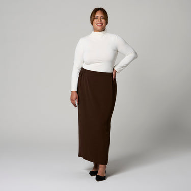 Dark Brown Long Skirt by MS. READ, plus size skirt in UK 12–24