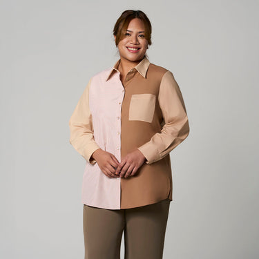 Brown Multi Coloured Shirt by MS. READ, plus size shirt in UK 12–24