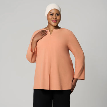 Orange Linen Top by MS. READ, plus size top in UK 12–24