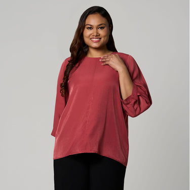 Pink Round Neck Top by MS. READ, plus size top in UK 12–24