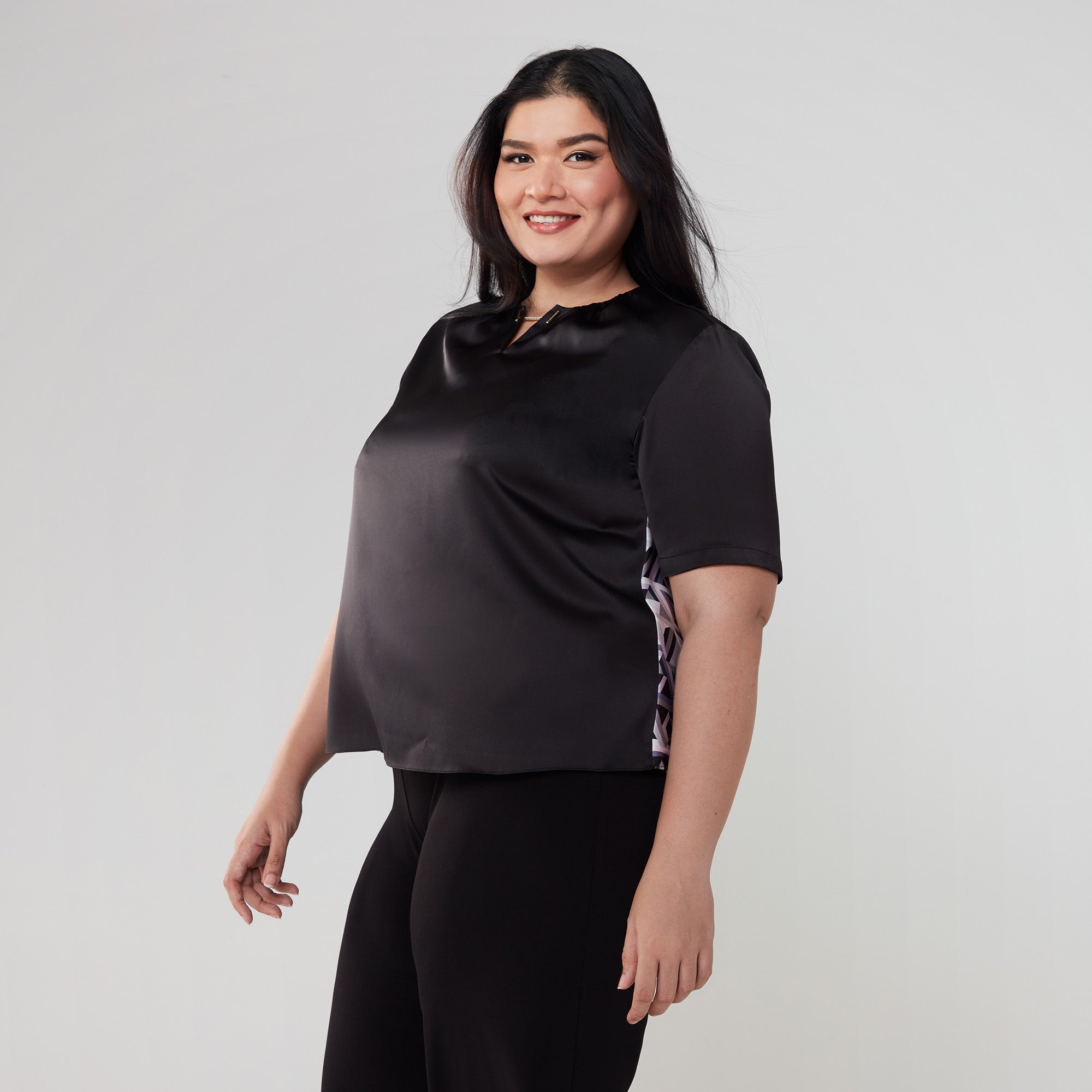 Short Sleeve Keyhole Neck Top