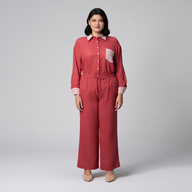 Red Cotton Long Pants by MS. READ, plus size pants in UK 12–24