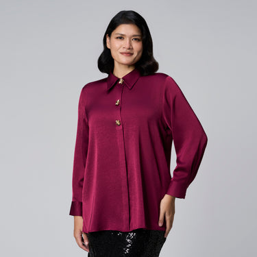 Purple Long Sleeve Shirt by MS. READ, plus size shirt in UK 12–24