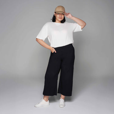 Black Signature Ultra-Stretch Wide Leg Ankle Pants by MS. READ, plus size pants in UK 12–24