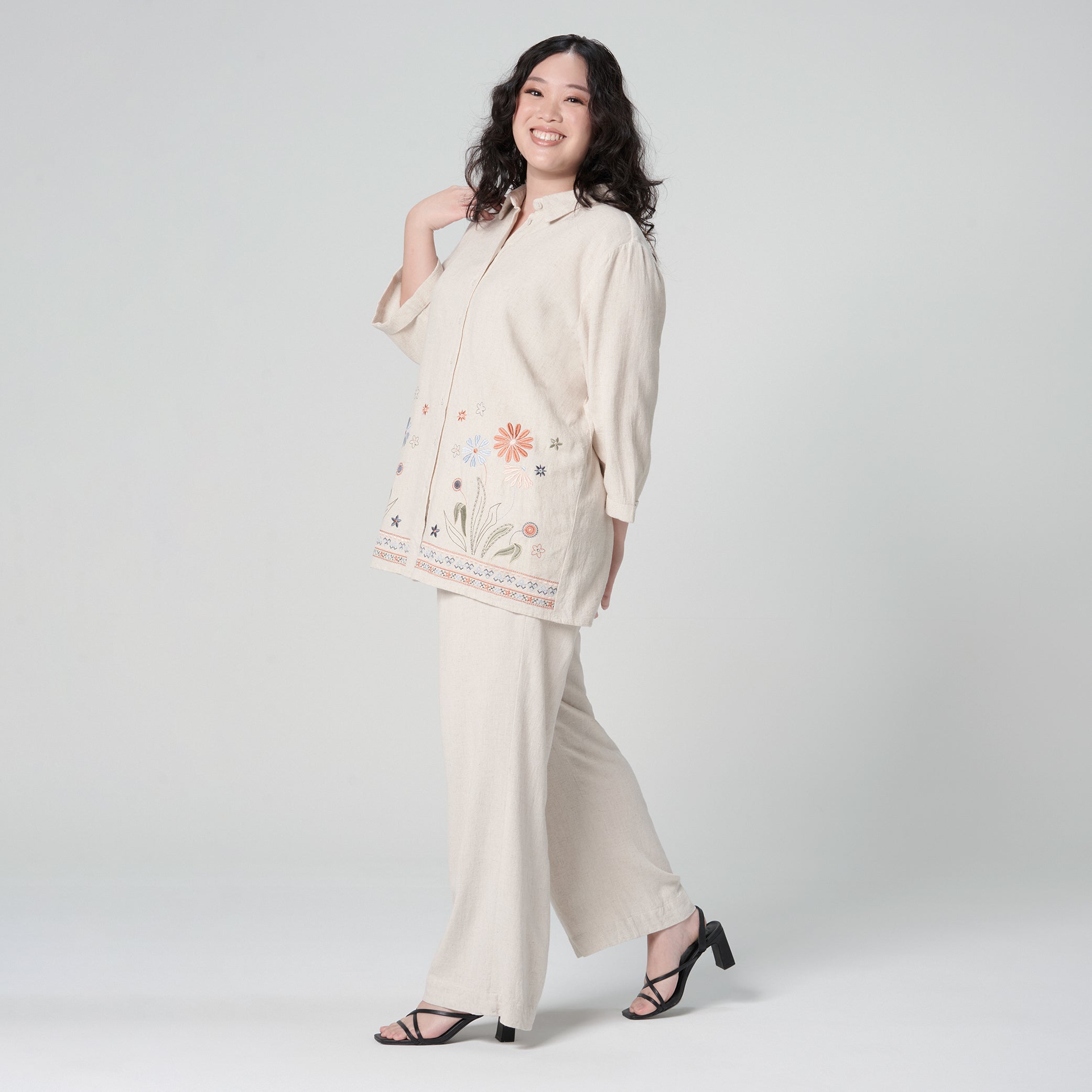 Linen Embroidered Boxy Shirt