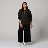 Grey Knit Bomber Jacket by MS. READ, plus size jacket in UK 12–24