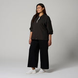Grey Knit Bomber Jacket by MS. READ, plus size jacket in UK 12–24