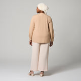 Beige Long Sleeve Linen Top by MS. READ, plus size top in UK 12–24