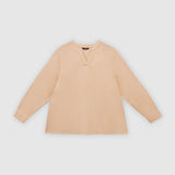 Beige Long Sleeve Linen Top by MS. READ, plus size top in UK 12–24