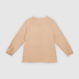 Beige Long Sleeve Linen Top by MS. READ, plus size top in UK 12–24