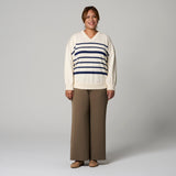 Cream V-Neck Sweater by MS. READ, plus size sweater in UK 12–22