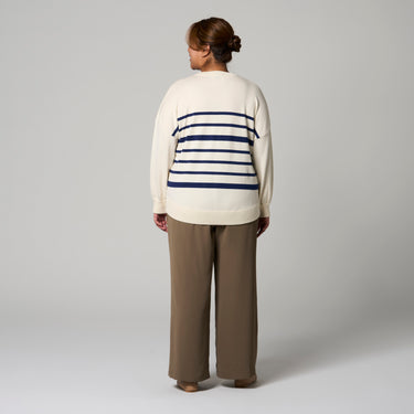 Cream V-Neck Sweater by MS. READ, plus size sweater in UK 12–22