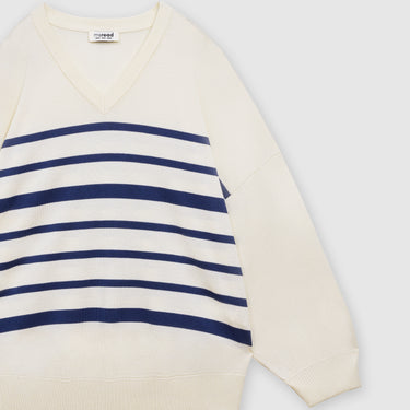 Cream V-Neck Sweater by MS. READ, plus size sweater in UK 12–22