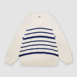 Cream V-Neck Sweater by MS. READ, plus size sweater in UK 12–22