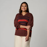 Dark Brown V-Neck Sweater by MS. READ, plus size sweater in UK 12–22