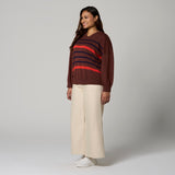 Dark Brown V-Neck Sweater by MS. READ, plus size sweater in UK 12–22