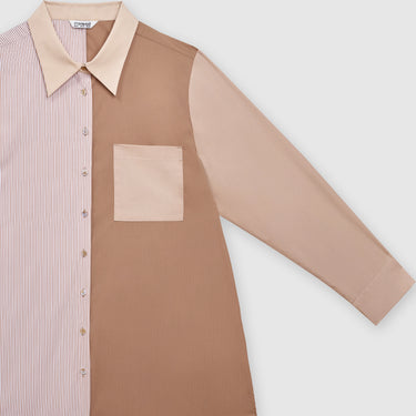 Brown Multi Coloured Shirt by MS. READ, plus size shirt in UK 12–24