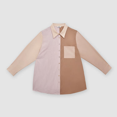 Brown Multi Coloured Shirt by MS. READ, plus size shirt in UK 12–24