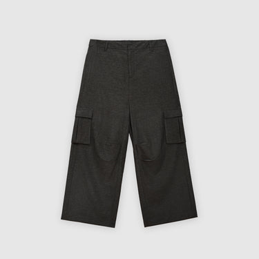 Grey Knit Cargo Pants by MS. READ, plus size pants in UK 12–24