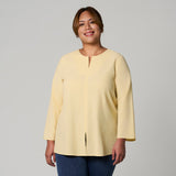 Light Yellow Linen Top by MS. READ, plus size top in UK 12–24