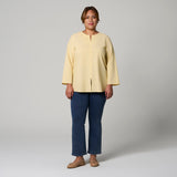 Light Yellow Linen Top by MS. READ, plus size top in UK 12–24