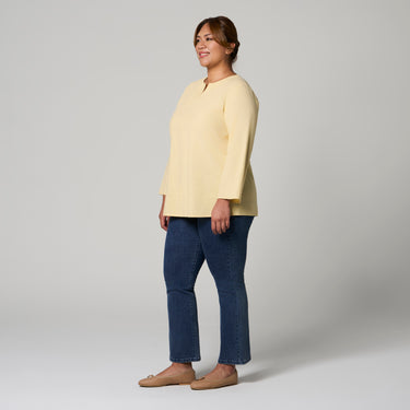 Light Yellow Linen Top by MS. READ, plus size top in UK 12–24