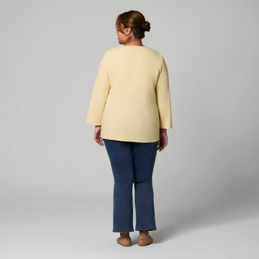 Light Yellow Linen Top by MS. READ, plus size top in UK 12–24