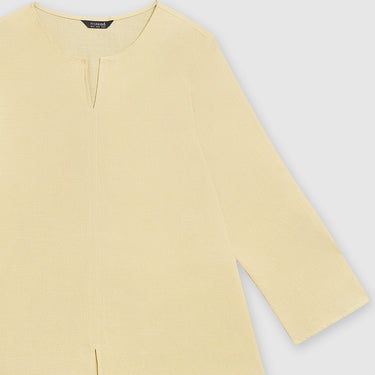 Light Yellow Linen Top by MS. READ, plus size top in UK 12–24