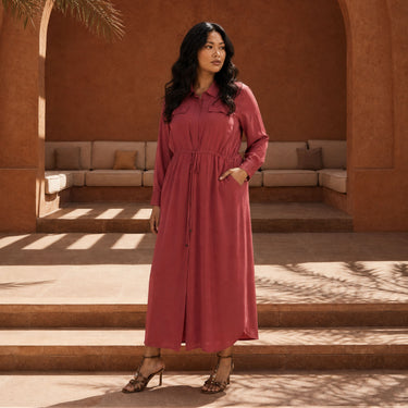 Pink Long Shirt Dress by MS. READ, plus size dress in UK 12–24
