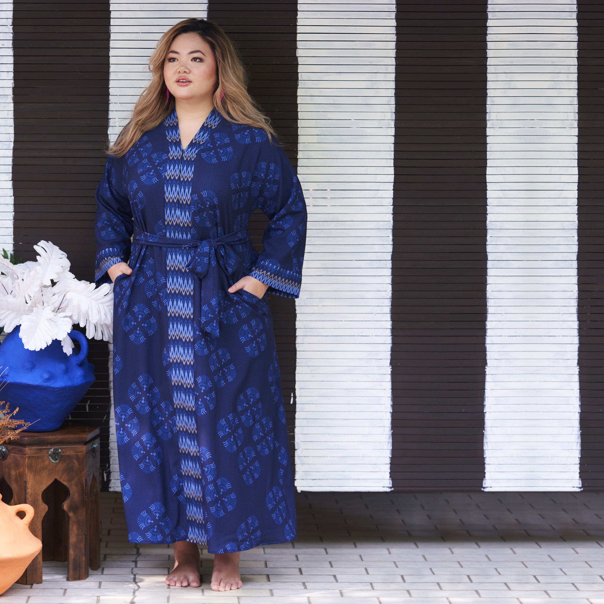 Ms. Read x Frankitas Printed V-Neck Kaftan Dress