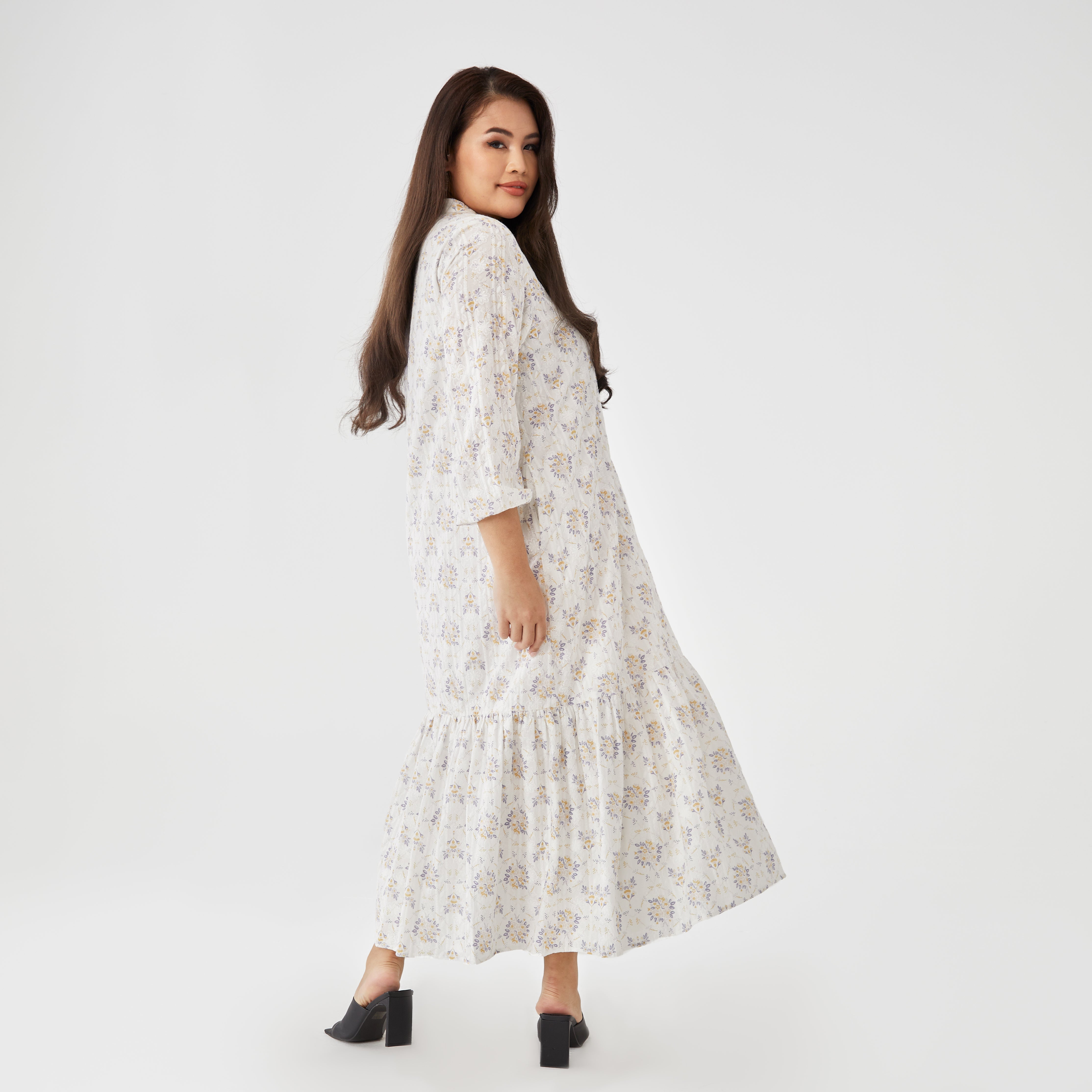 Embroidered Cotton Long Peasant Dress