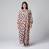 Navy Printed Kaftan Dress by MS. READ, plus size dress in UK 12–24