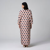 Navy Printed Kaftan Dress by MS. READ, plus size dress in UK 12–24