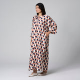 Navy Printed Kaftan Dress by MS. READ, plus size dress in UK 12–24
