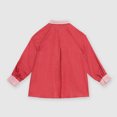 Red Cotton Long Sleeves Shirt by MS. READ, plus size shirt in UK 12–24
