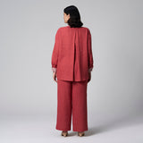 Red Cotton Long Sleeves Shirt by MS. READ, plus size shirt in UK 12–24