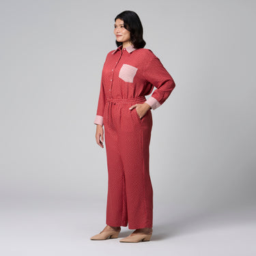 Red Cotton Long Pants by MS. READ, plus size pants in UK 12–24