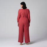 Red Cotton Long Pants by MS. READ, plus size pants in UK 12–24
