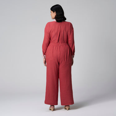Red Cotton Long Pants by MS. READ, plus size pants in UK 12–24