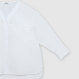 Off White V-Neck Boxy Shirt by MS. READ, plus size shirt in UK 12–24