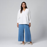 Off White V-Neck Boxy Shirt by MS. READ, plus size shirt in UK 12–24