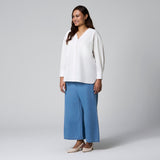 Off White V-Neck Boxy Shirt by MS. READ, plus size shirt in UK 12–24