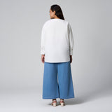 Off White V-Neck Boxy Shirt by MS. READ, plus size shirt in UK 12–24