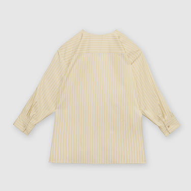 Yellow Stripe V-Neck Boxy Shirt by MS. READ, plus size shirt in UK 12–24