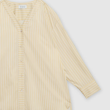 Yellow Stripe V-Neck Boxy Shirt by MS. READ, plus size shirt in UK 12–24