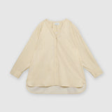 Yellow Stripe V-Neck Boxy Shirt by MS. READ, plus size shirt in UK 12–24