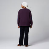 Purple Floral Emblem Sweater by MS. READ, plus size sweater in UK 12–24